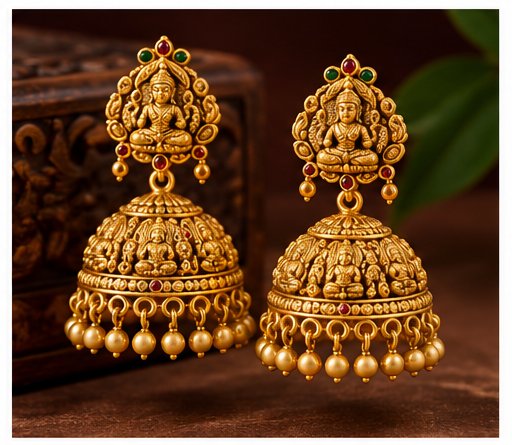 Temple gold jhumkas